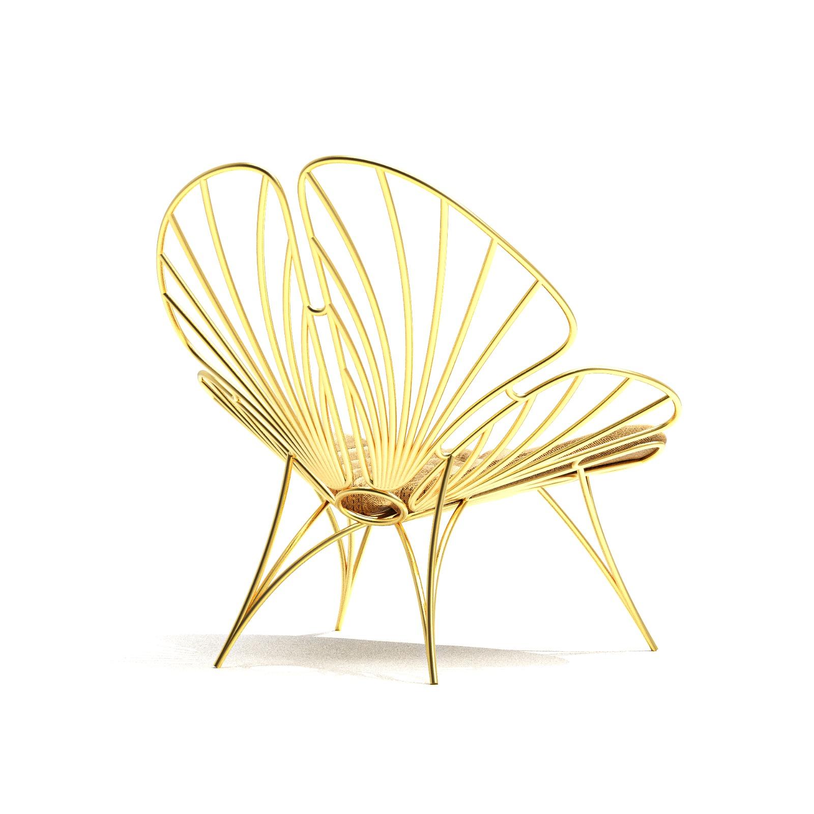 Cigarra Armchair - In gold In New Condition For Sale In Campina Grande, Paraiba