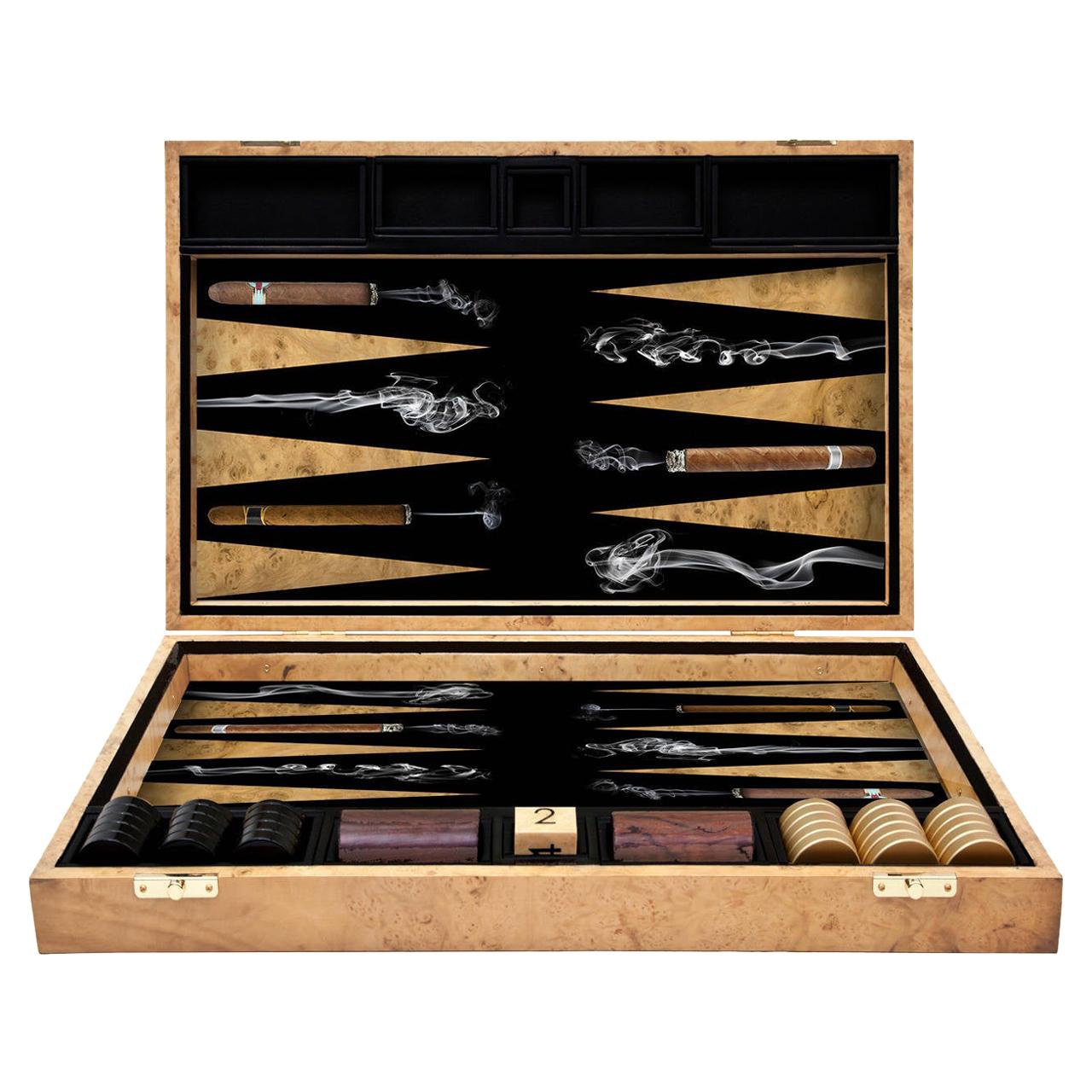 Cigars Backgammon Board by Alexandra Llewellyn For Sale