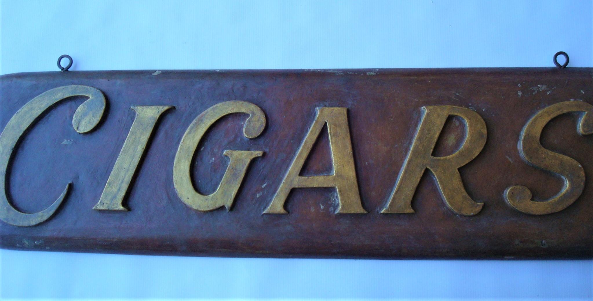 Cigars Store / Trade Folk Art Wooden Carved Sign. c 1900 For Sale 1