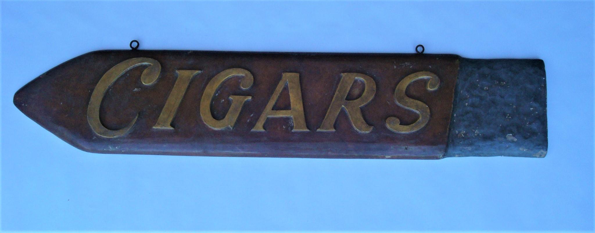Cigars Store / Trade Folk Art Wooden Carved Sign. c 1900 For Sale 2