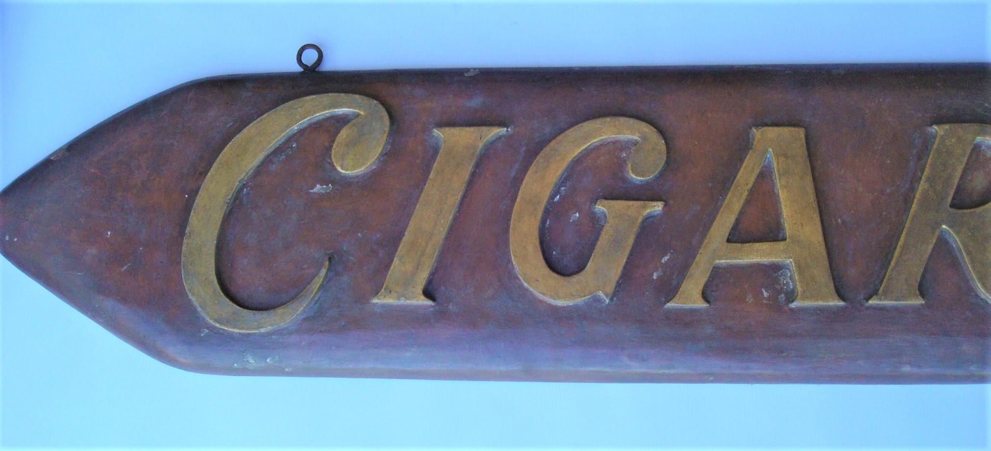 Cigars Store / Trade Folk Art Wooden Carved Sign. c 1900 For Sale 7