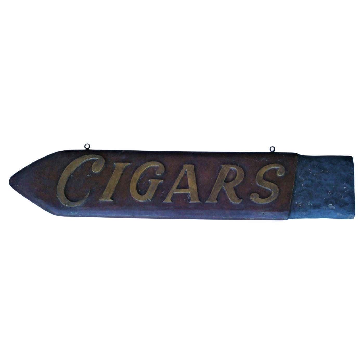 Cigars Store / Trade Folk Art Wooden Carved Sign. c 1900 For Sale at ...
