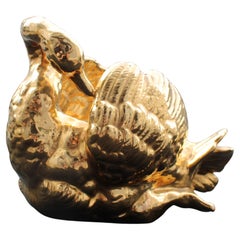 Este Italy 1970 Cisne de cerámica chapado en oro de 24 quilates