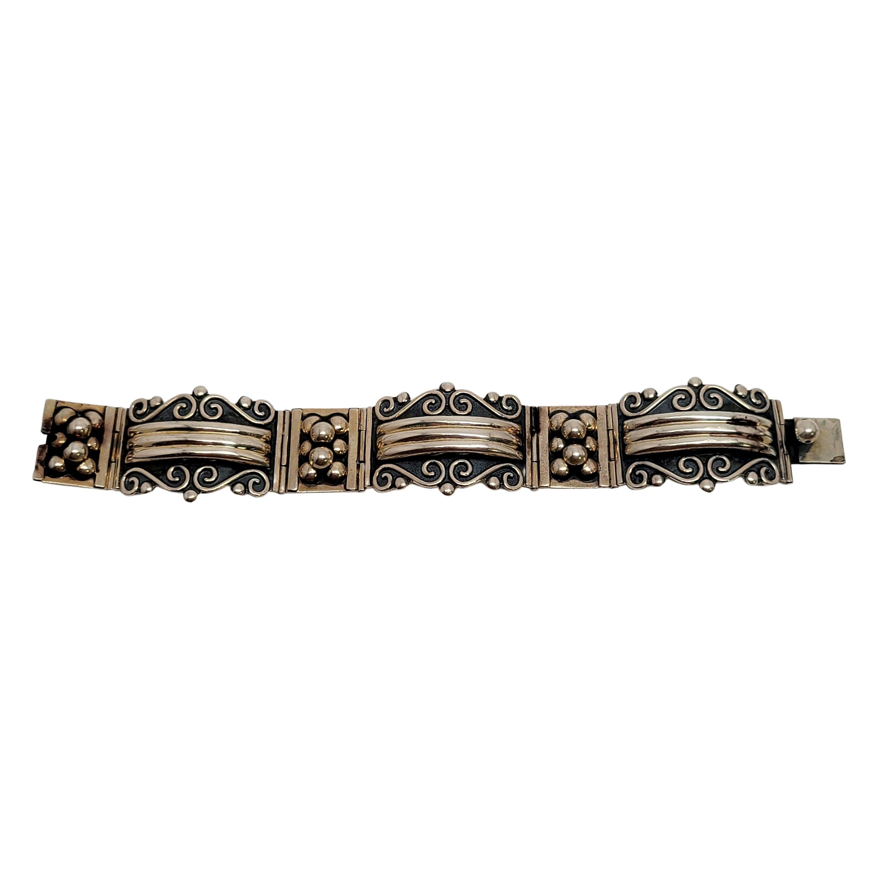 CII Mexico Sterling Silver Panel Link Bracelet In Good Condition For Sale In Washington Depot, CT