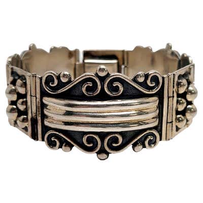 Mexican Sterling Silver Pillow Link Bracelet at 1stDibs