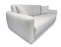 Sofá cama Cilantro en acabado boucle, mecanismo italiano, colchón de 15 cm