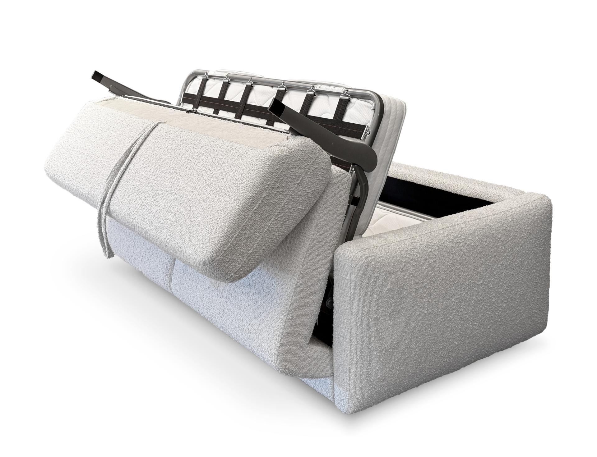 Schlafsofa Cilantro in Boucle-Optik, italienischer Mechanismus, Matratze 15 cm im Zustand „Neu“ im Angebot in SWARZĘDZ, PL