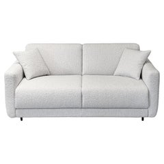 Sofá cama Cilantro en acabado boucle, mecanismo italiano, colchón de 15 cm