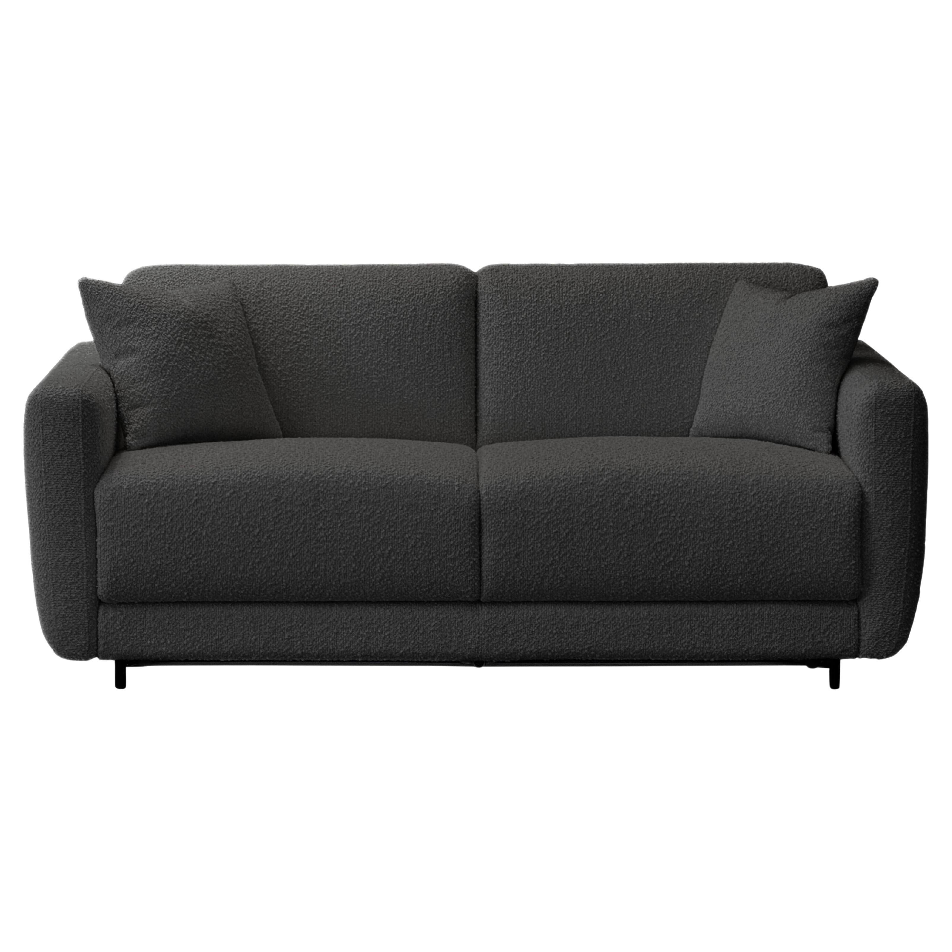 Cilantro sofa bed in graphite boucle finish, Italian mechanism, 15cm mattress