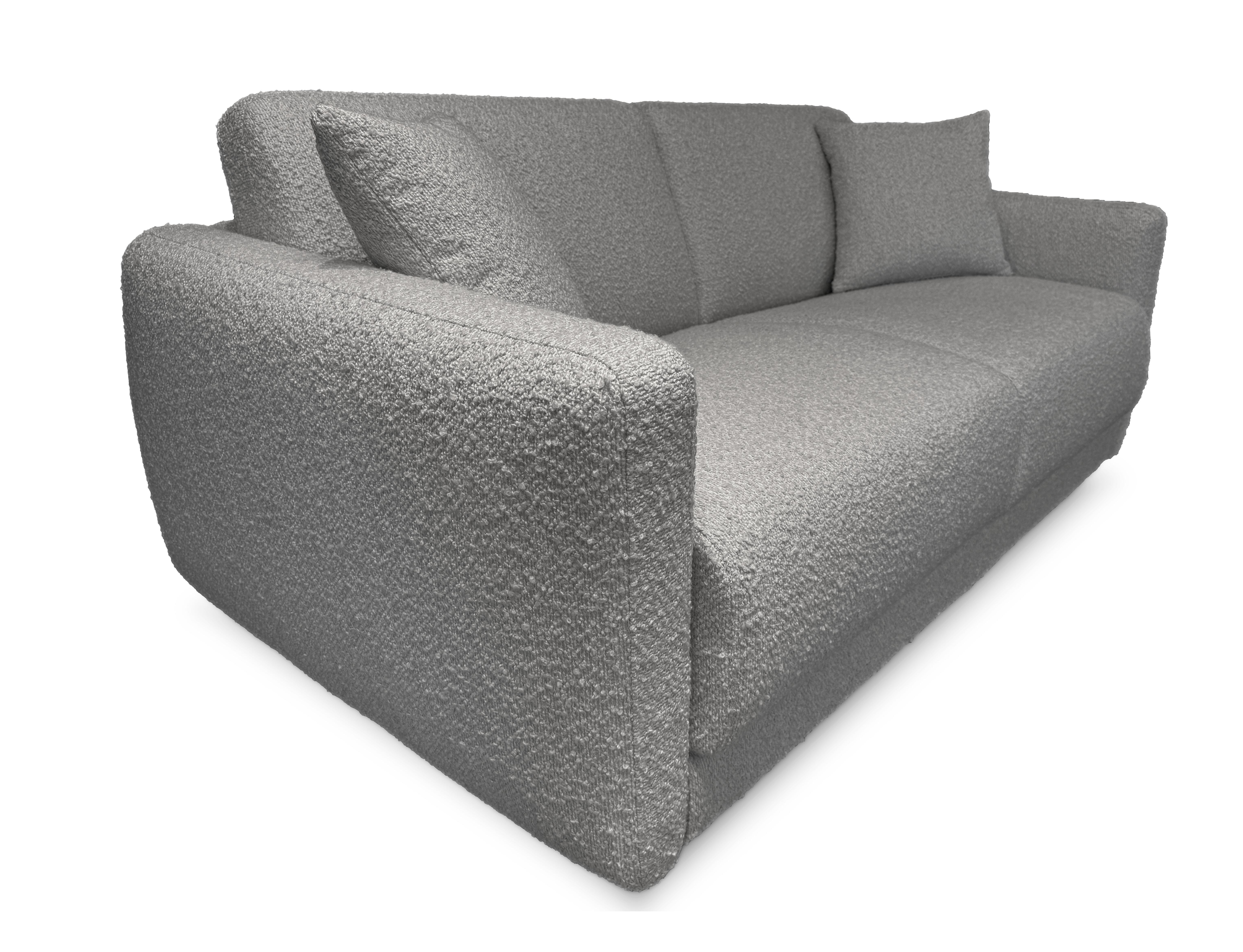 Le canapé se transforme en quelques instants en un lit confortable de grande taille doté d'un matelas épais.
C'est la solution idéale pour le sommeil quotidien et occasionnel.
Le cadre italien de haute qualité s'ouvre sans effort.
Les coussins