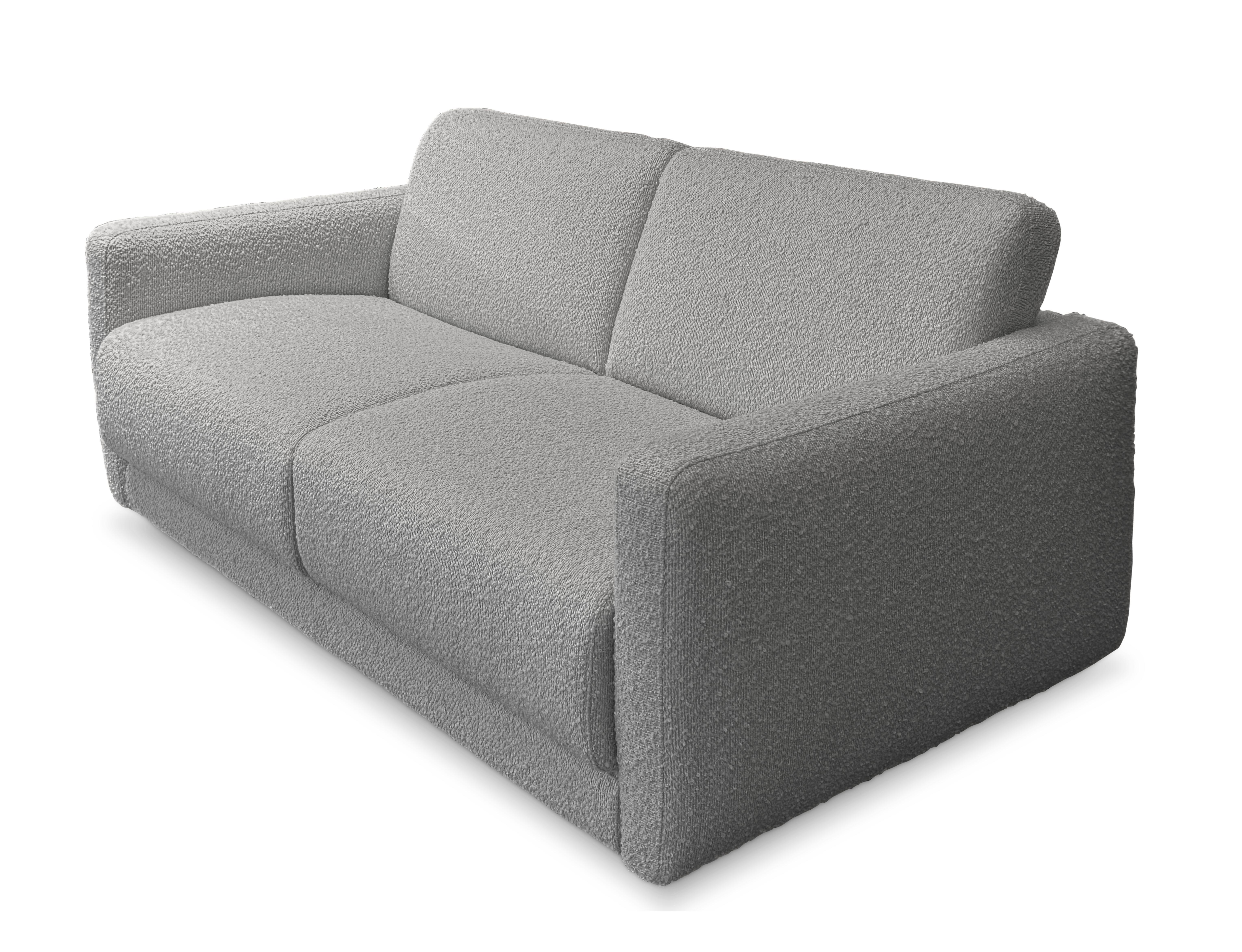 Polonais Cilantro sofa bed in grey boucle finish, Italian mechanism, 15cm mattress en vente