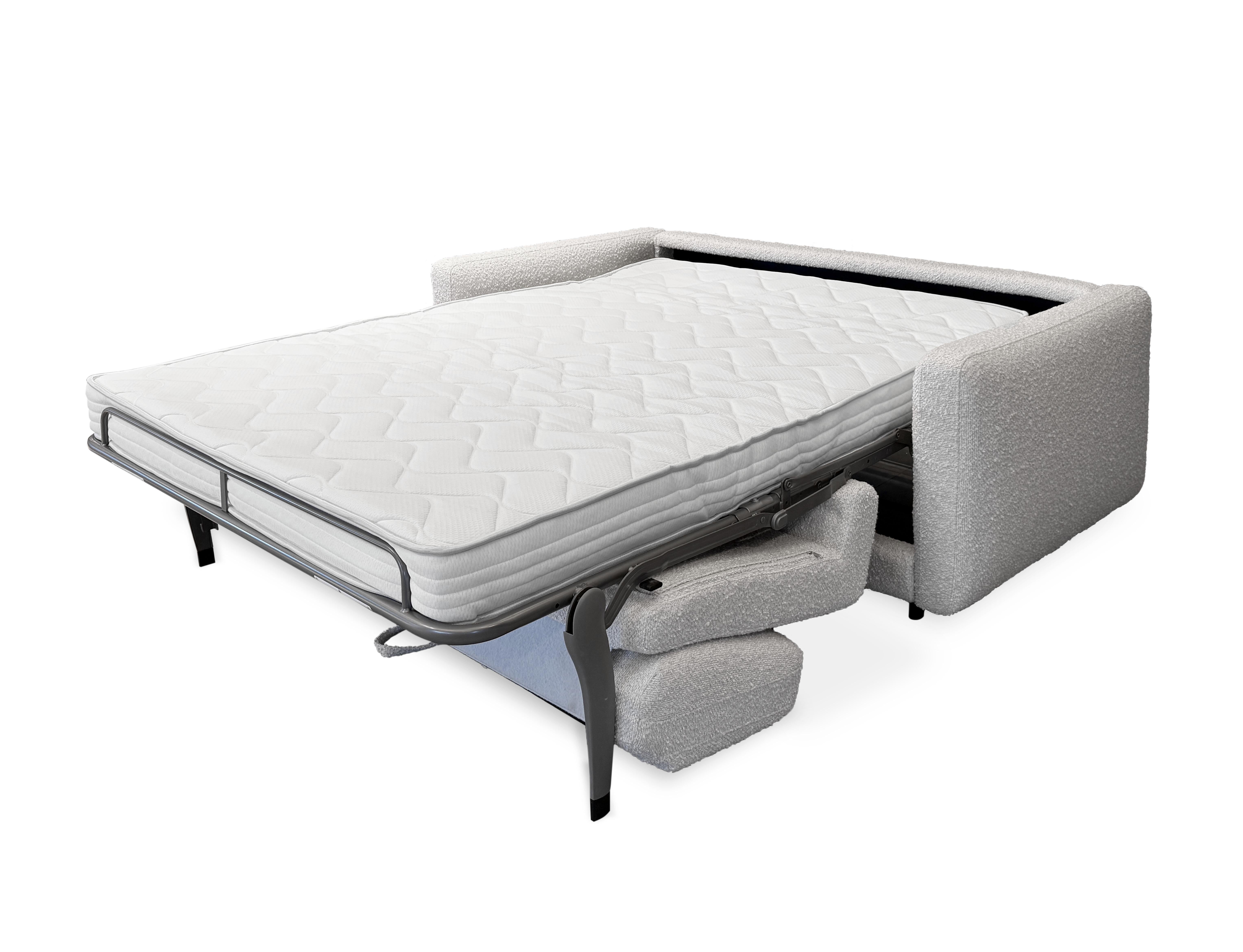 Cilantro sofa bed in grey boucle finish, Italian mechanism, 15cm mattress en vente 2