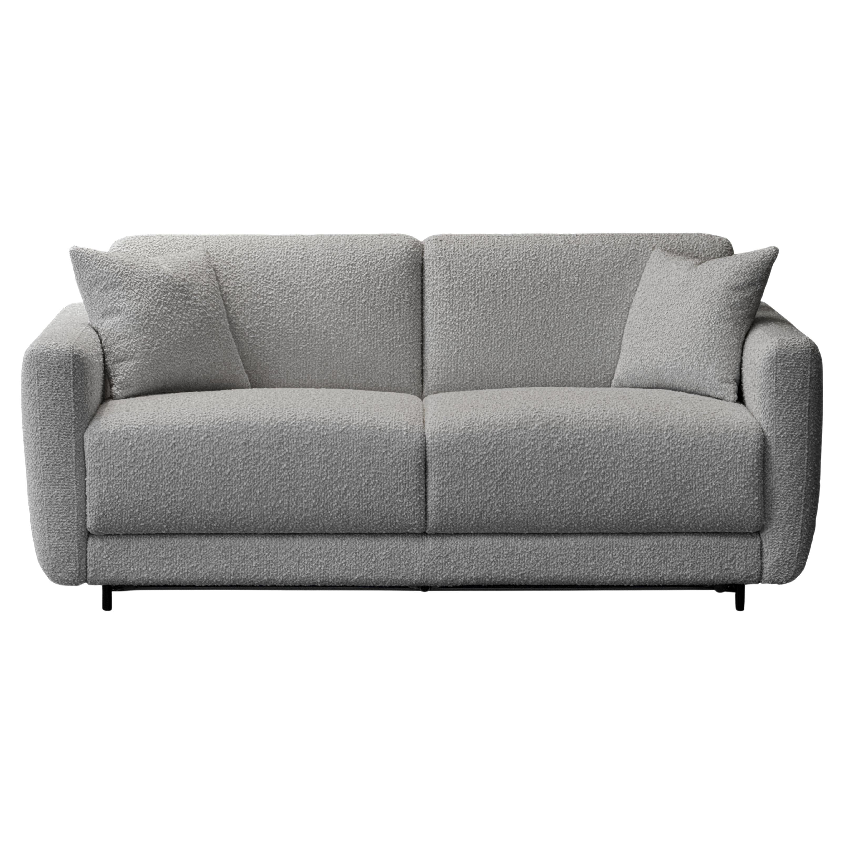 Cilantro sofa bed in grey boucle finish, Italian mechanism, 15cm mattress en vente