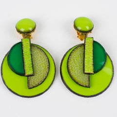 Cilea Paris - Boucles d'oreilles géométriques en résine verte Artful Green