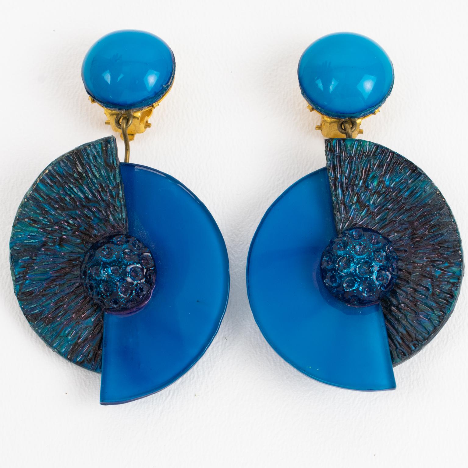 Zilea Japanisch inspirierte blaue Harz-Ohrclips (Moderne)