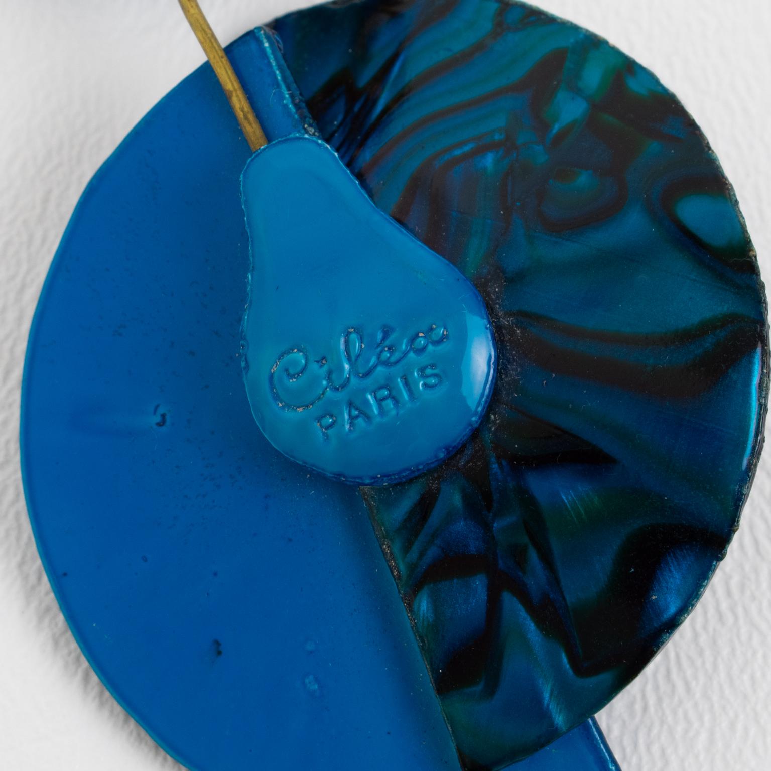 Zilea Japanisch inspirierte blaue Harz-Ohrclips 1