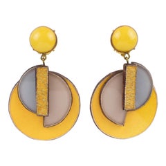 Cilea Paris Art Deco Inspired Dangle Resin Clip Earrings