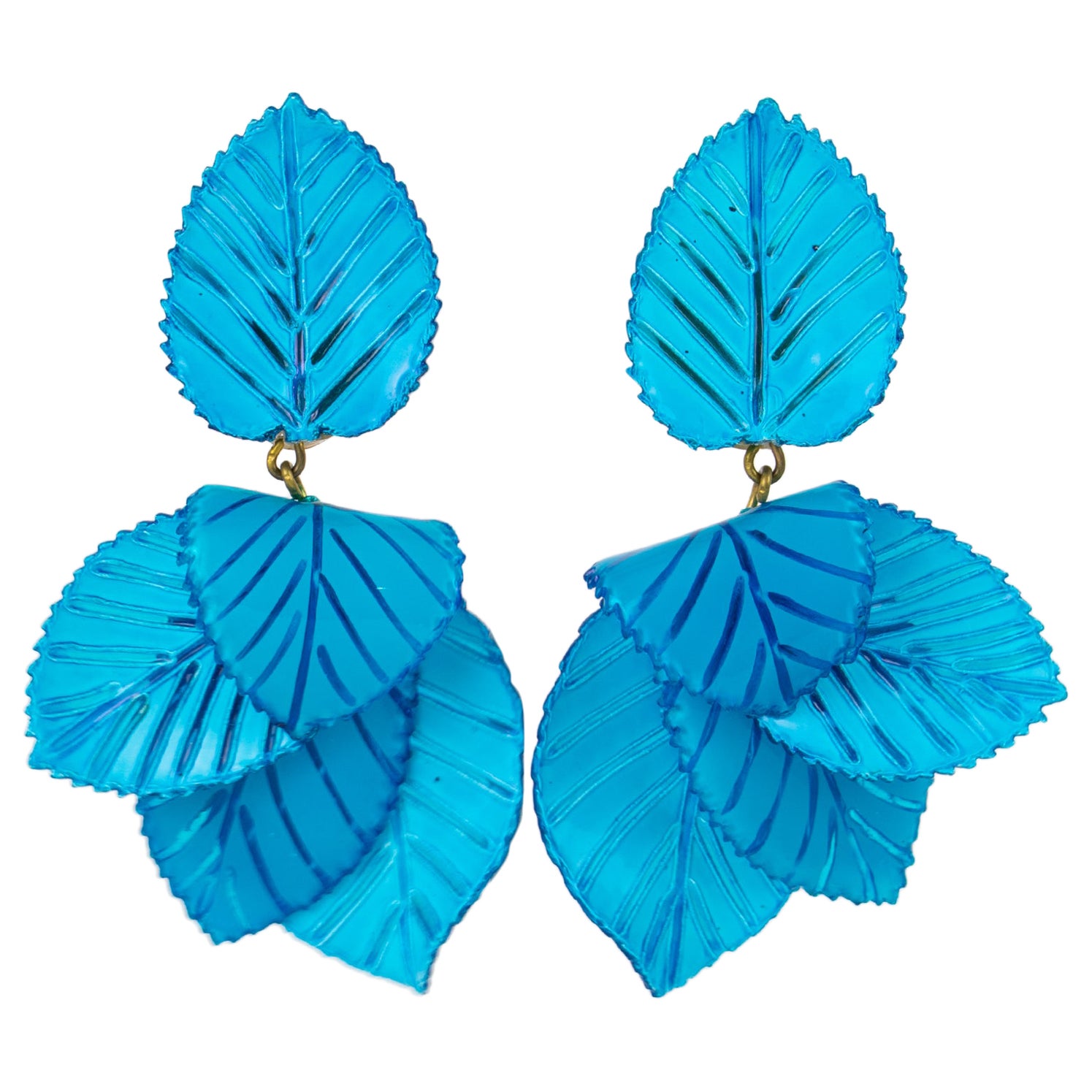 Pendientes colgantes florales azules Cilea Paris en venta