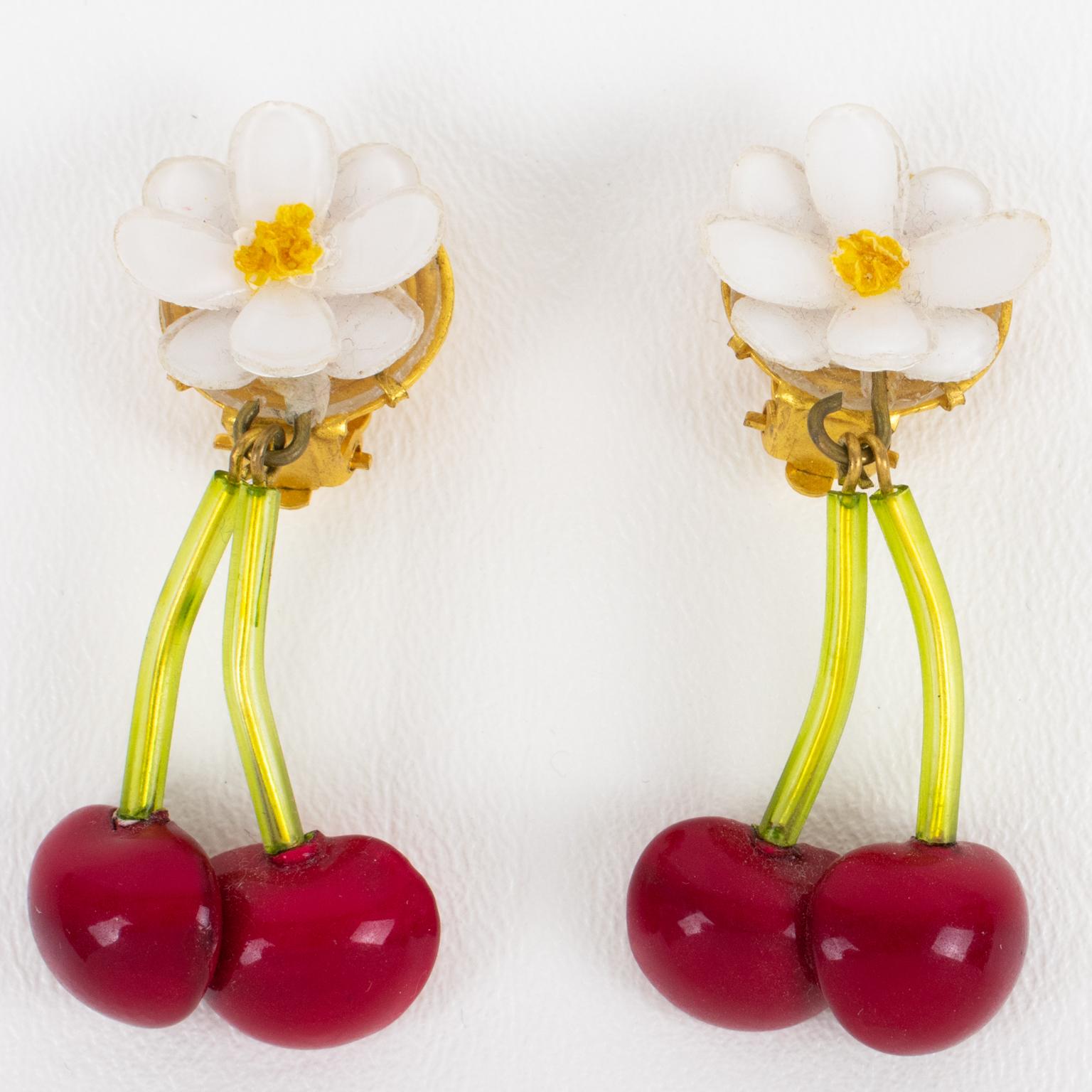 cherry clip on earrings