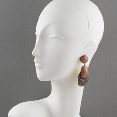 Cilea Paris Taupe and Cocoa Dangle Earrings