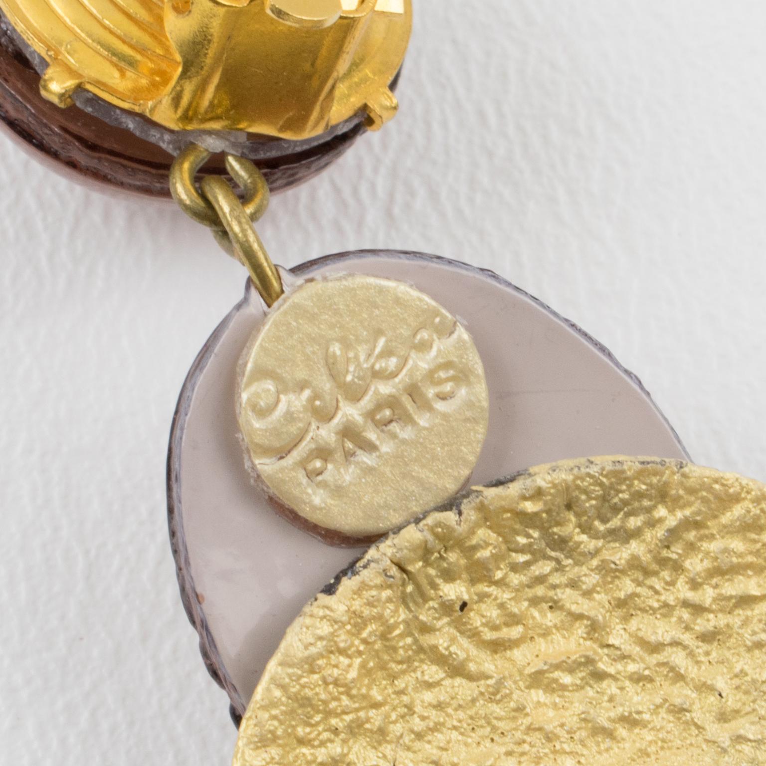 da uomo o donna Orecchini a pendente Cilea Paris Taupe and Cocoa in vendita