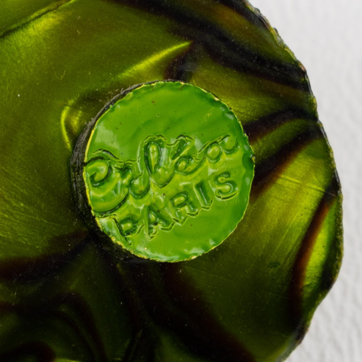 Women's or Men's Cilea Paris Dangle Pearlized Green Resin Clip-on Earrings