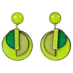 Cilea Paris - Boucles d'oreilles géométriques en résine verte Artful Green
