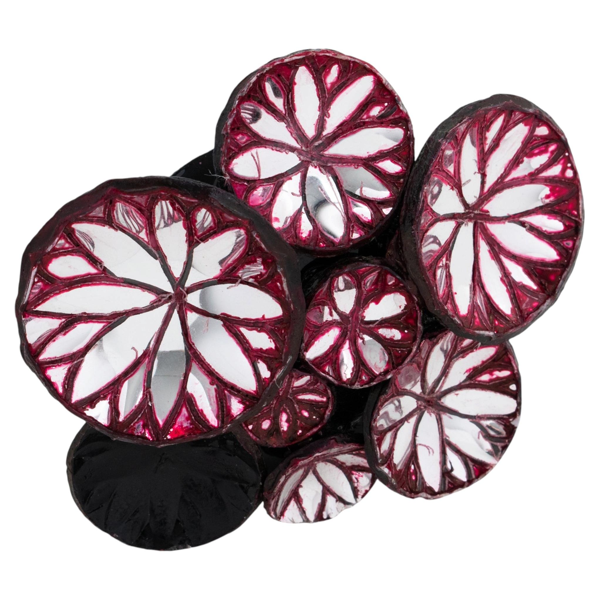 Cilea Paris Japanese-Inspired Purple-Pink and Silver Resin Brooch For Sale
