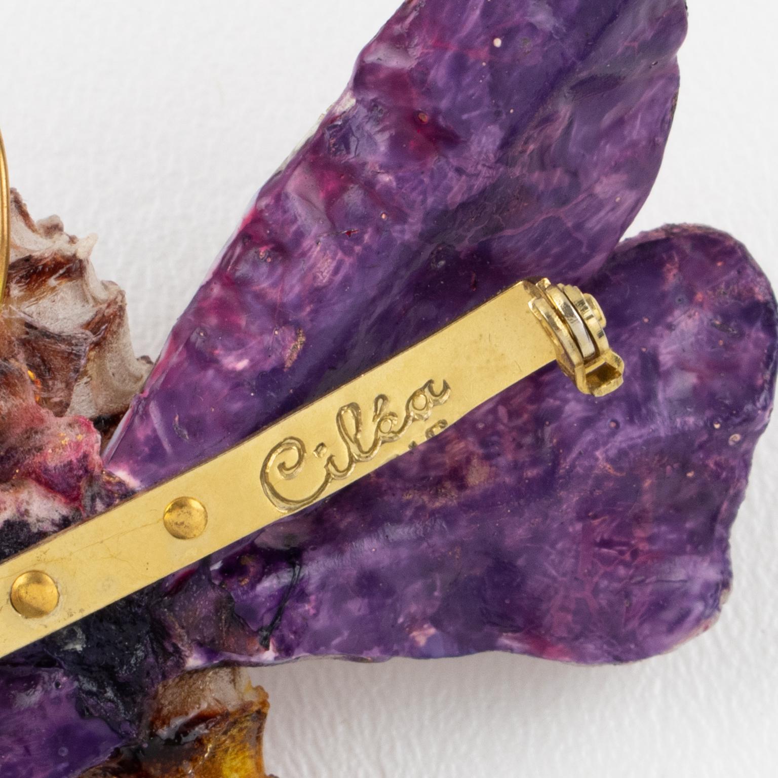 Broche Cilea París Tallado Mariposa Violeta y Óxido 2