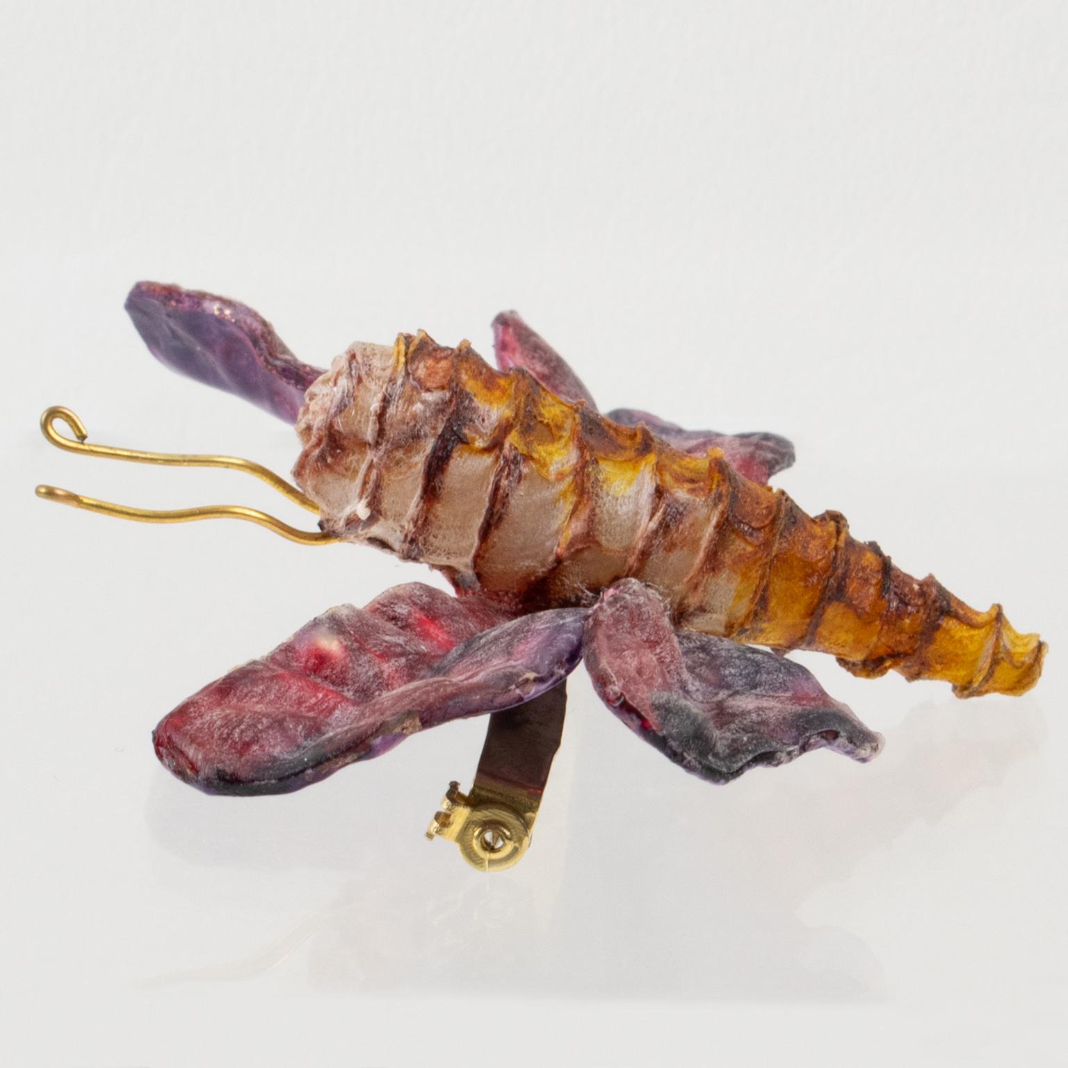 Broche Cilea París Tallado Mariposa Violeta y Óxido 3