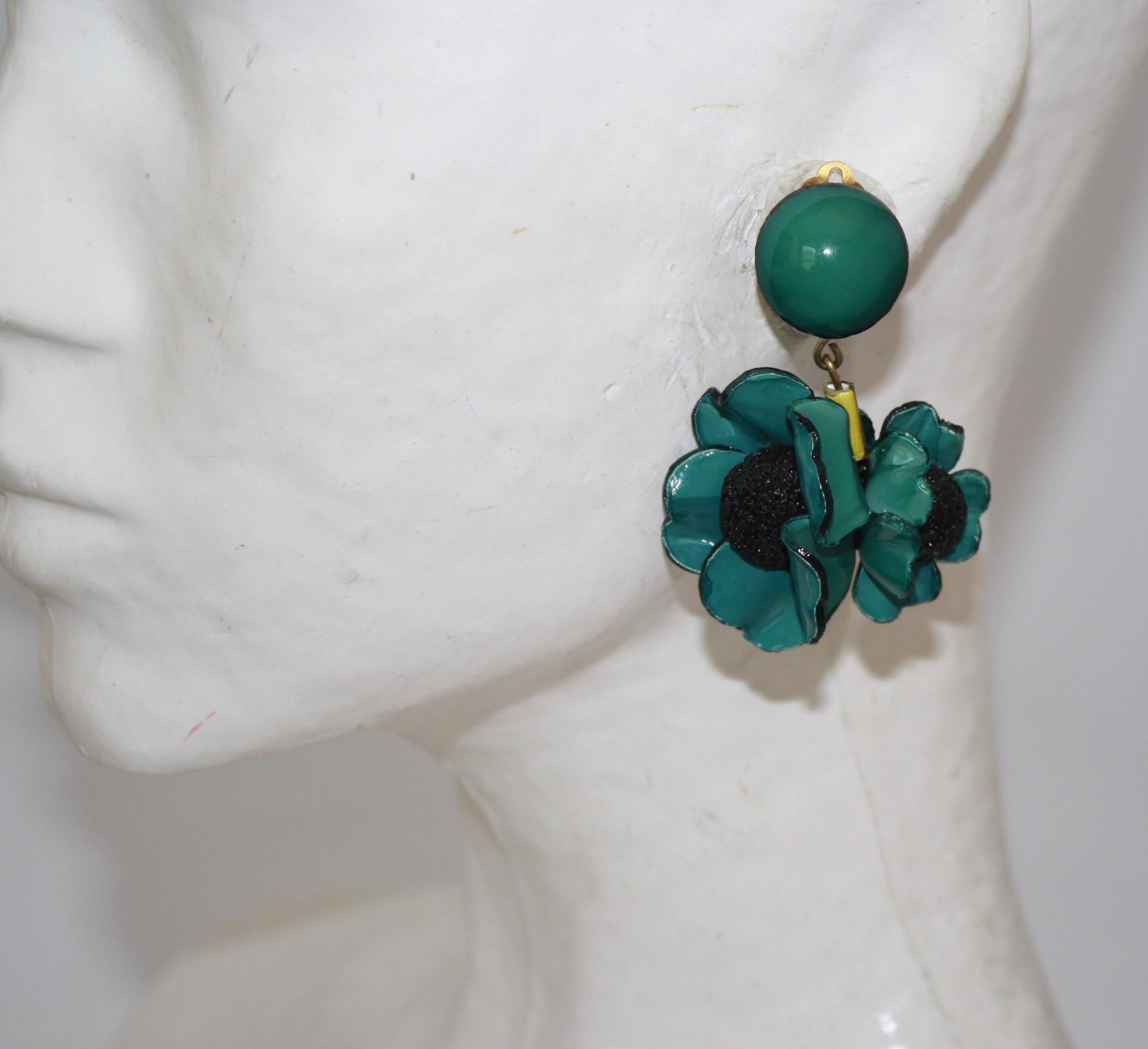 peacock green earrings