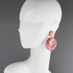 Cilea Paris Pendientes de clip de resina rosa empolvado colgantes multianillos