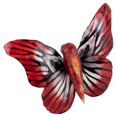 Cilea Paris Purple and Red Butterfly Carved Brooch