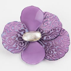 Cilea Paris Purple Lavender Resin Brooch Giant Flower