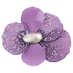 Cilea Paris Purple Lavender Resin Brooch Giant Flower