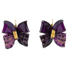 Cilea Paris Purple Resin Butterfly Pierced Earrings