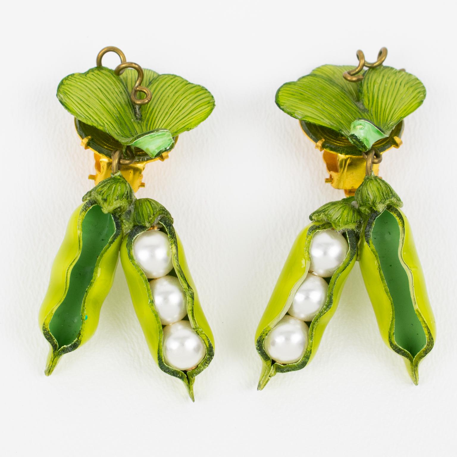 Modern Cilea Paris Resin Clip Earrings Green Pea