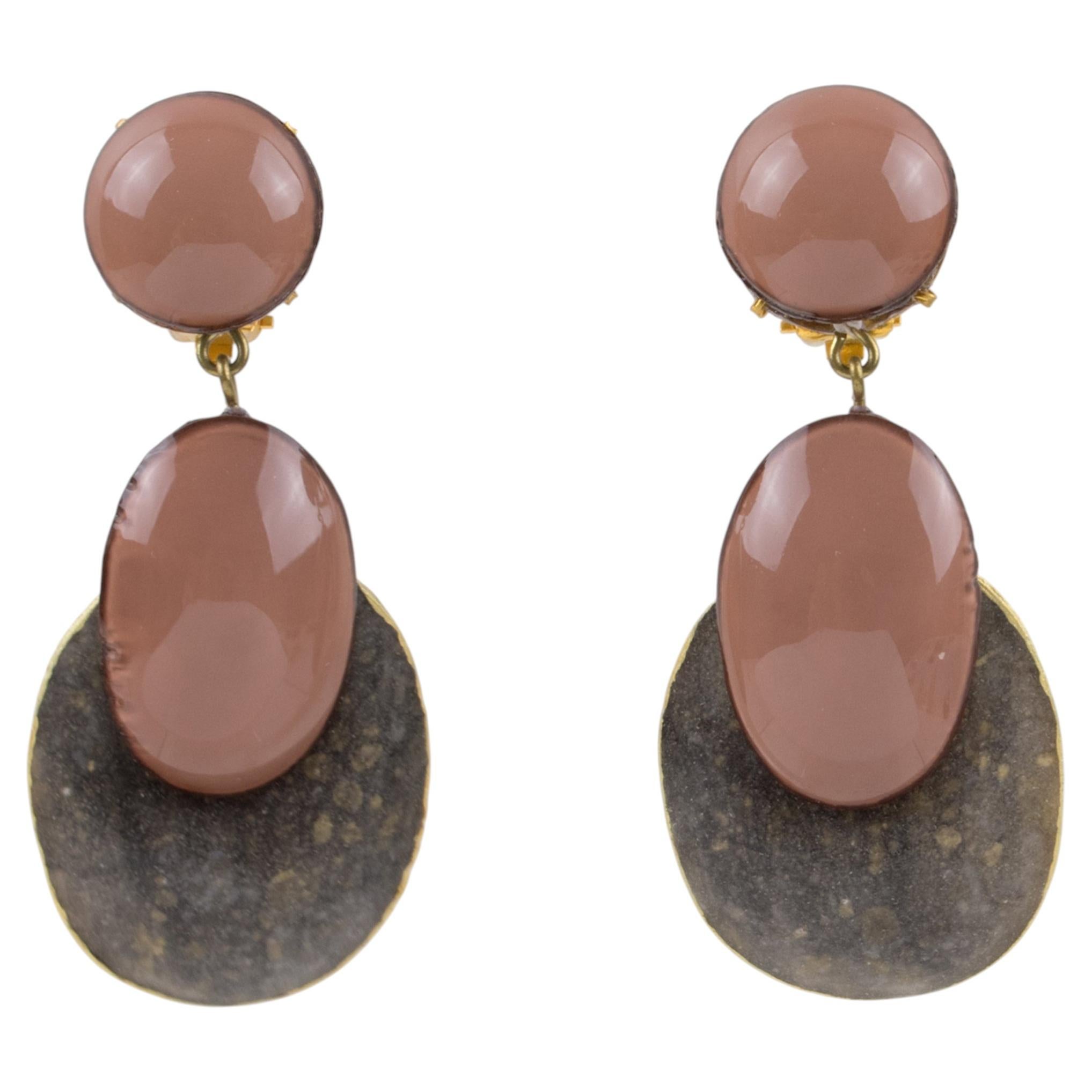 Orecchini a clip in resina Cilea Paris Taupe e Cocoa