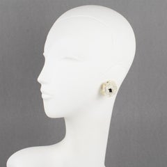 Cilea Paris White Rose Resin Clip Earrings