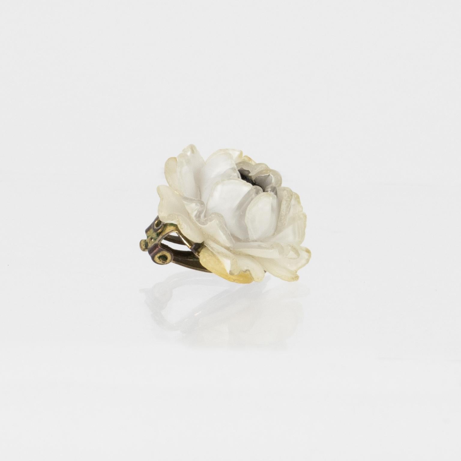 Pendientes de clip de resina rosa blanca Cilea Paris en venta 1