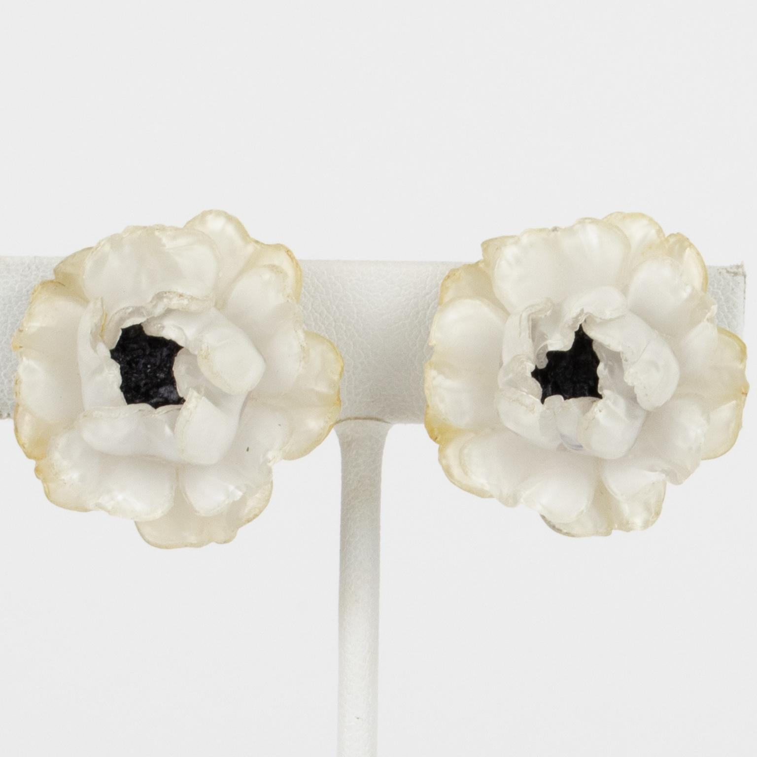 Pendientes de clip de resina rosa blanca Cilea Paris en venta 2
