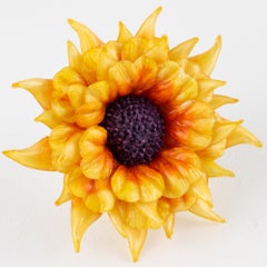 Cilea Paris Broche de resina amarillo y naranja Girasol gigante