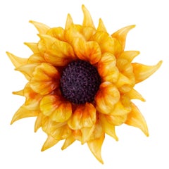 Cilea Paris Yellow and Orange Resin Brooch Giant Sunflower