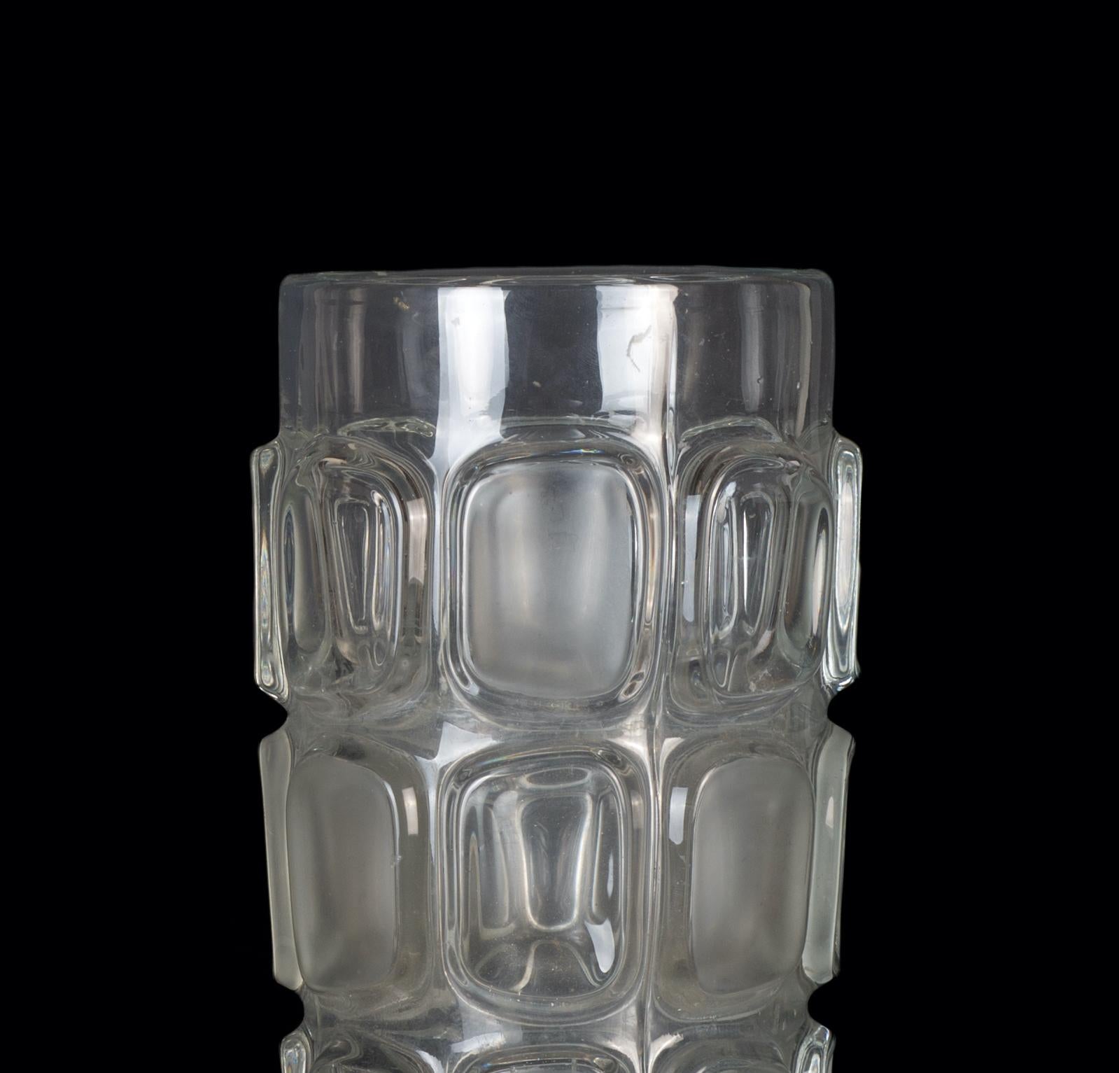 Italian Cylindrical Glass Vase, Italy, 1970s For Sale