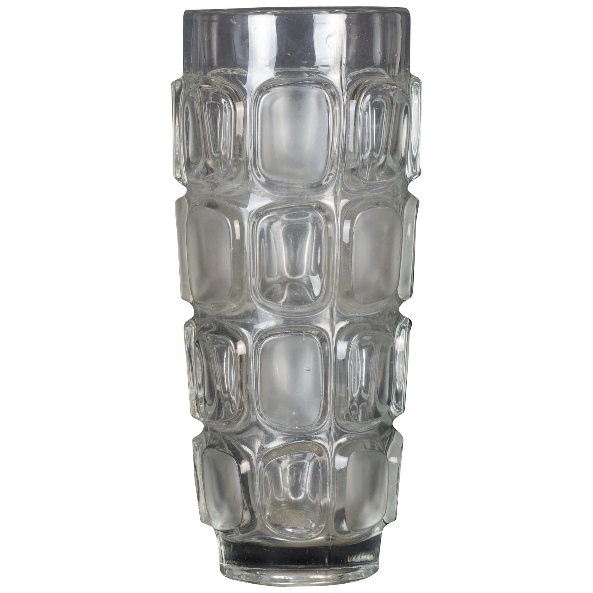 Cylindrical Glass Vase, Italy, 1970s