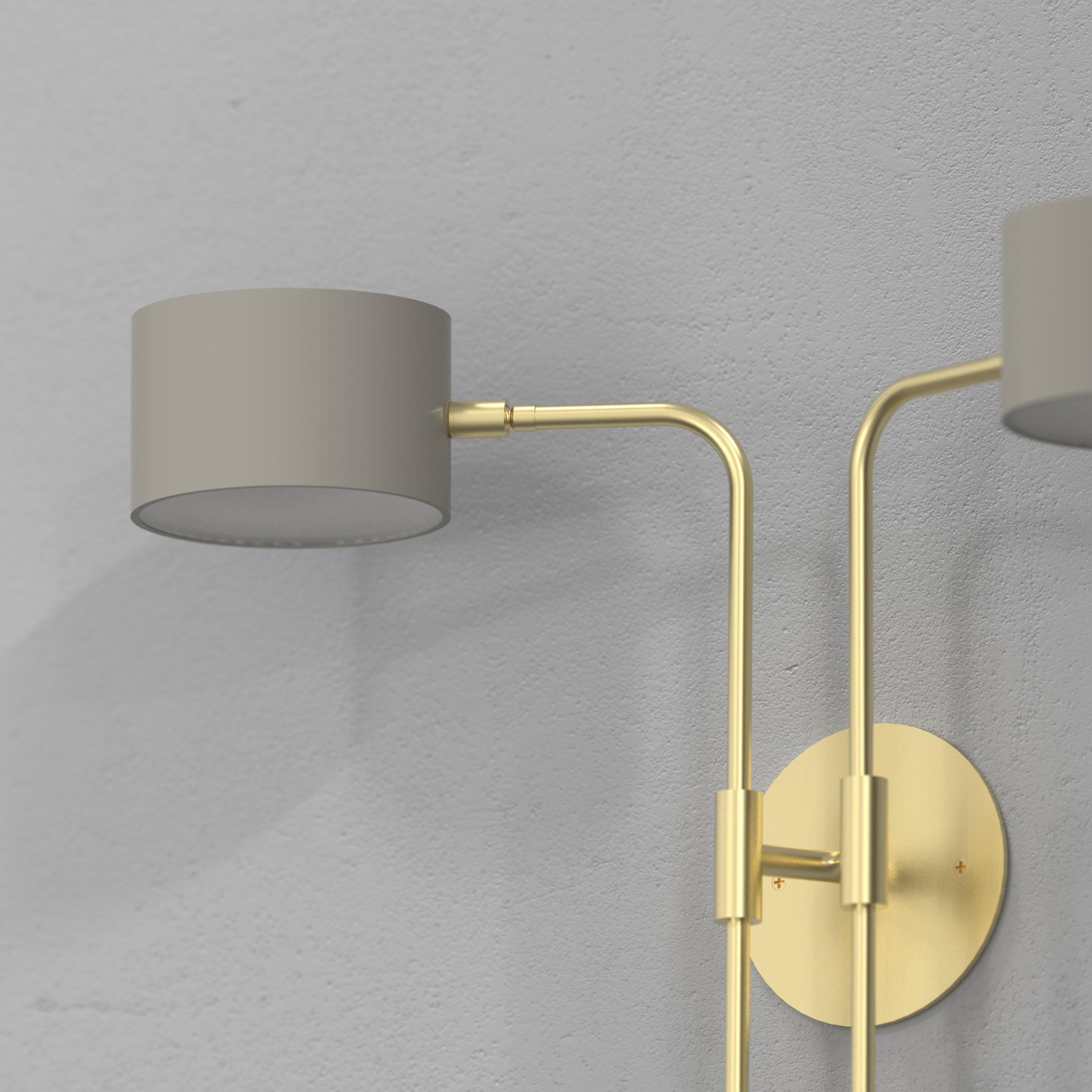 Modern Cilindro 2 Wall Light in Enamel & Brass by Blueprint Lighting For Sale