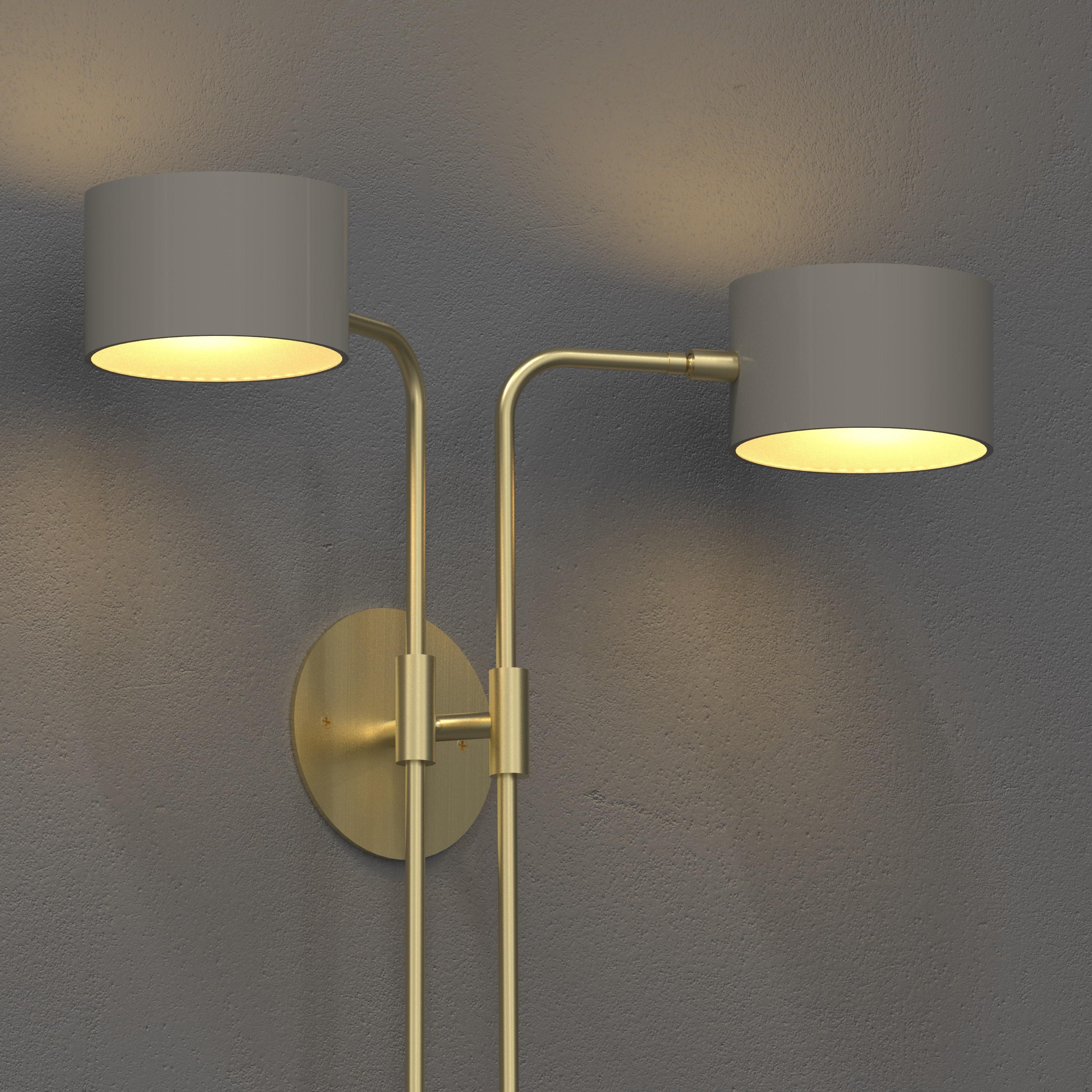 American Cilindro 2 Wall Light in Enamel & Brass by Blueprint Lighting For Sale