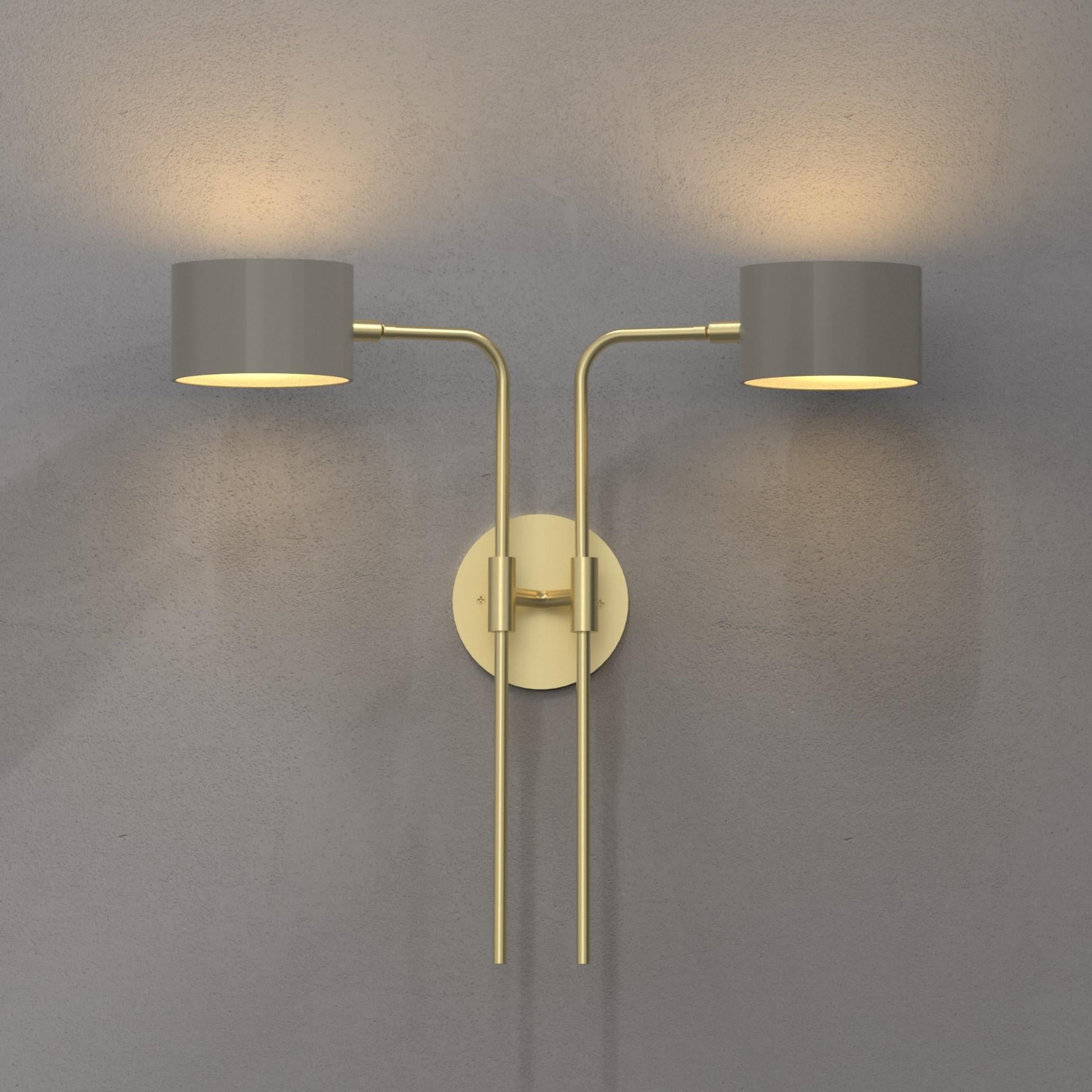 Cilindro 2 Wall Light in Enamel & Brass by Blueprint Lighting In New Condition For Sale In New York, NY