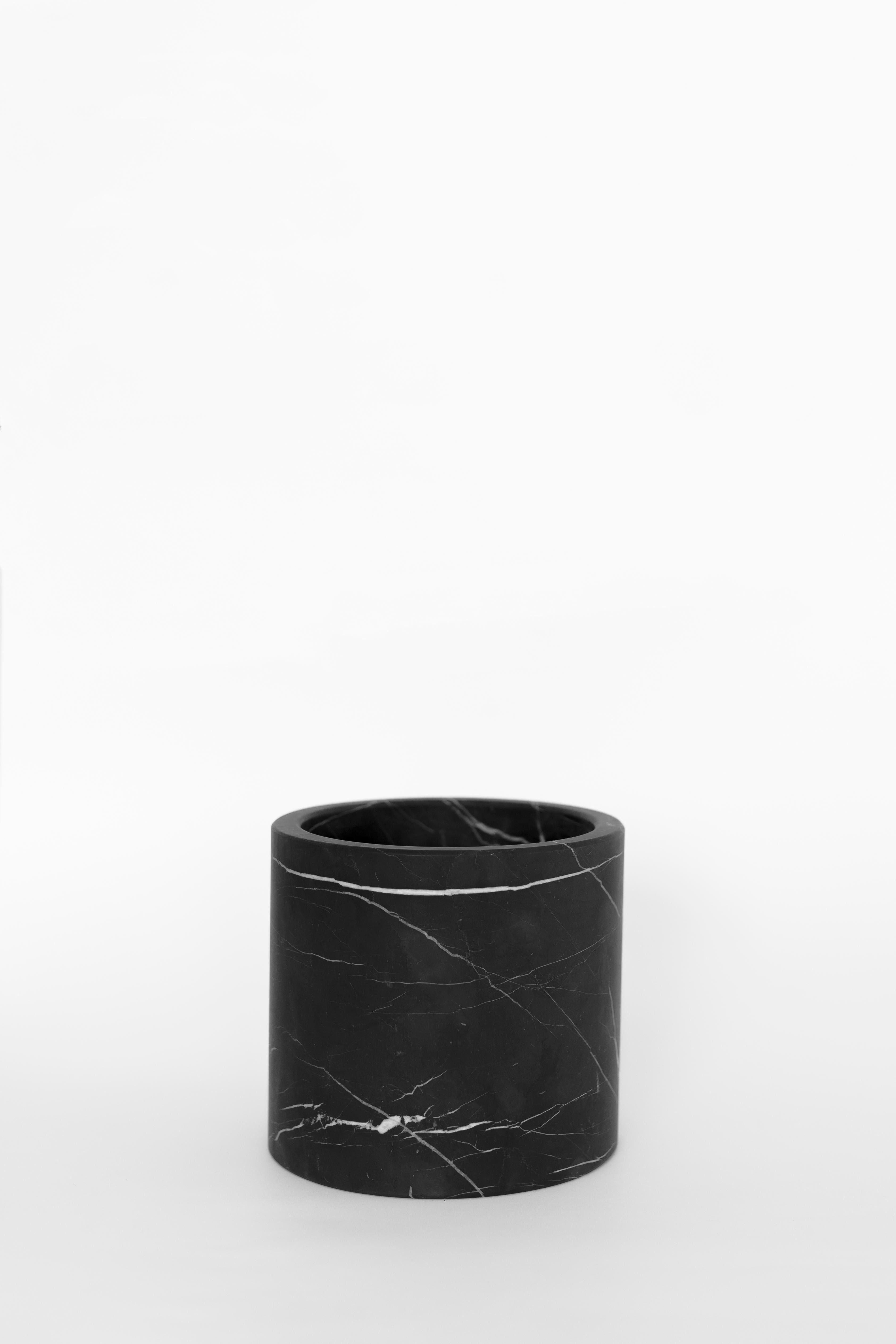 Modern Black Marble Medium Cylinder For Sale