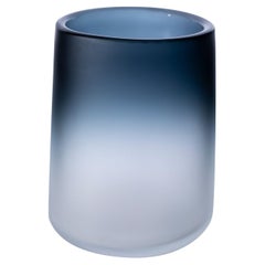 Cilindro Small Vase - Satin - Crystal/Blue